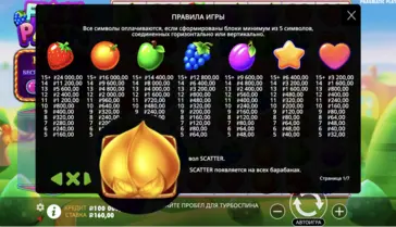 Символ Scatter (Золотой персик) в слоте Fruit Party